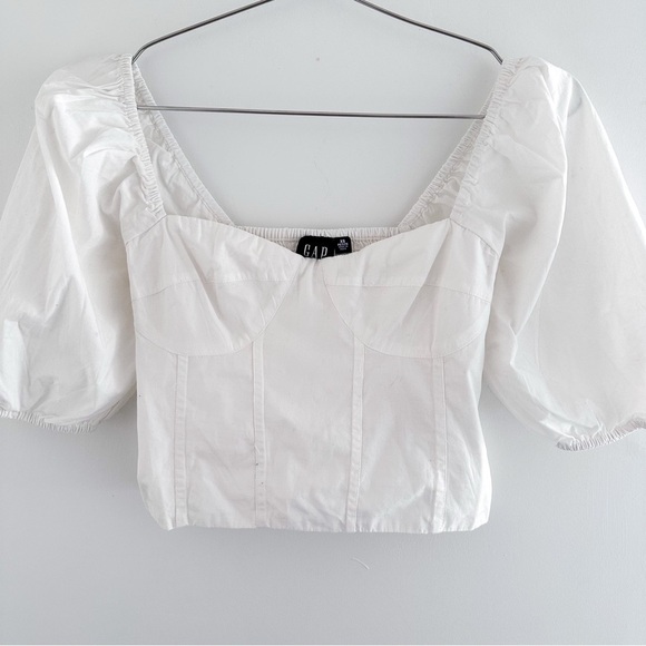 Gap Puff Sleeve Sweetheart Crop Top NWT - Picture 6 of 9